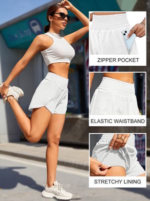 Fitness Shorts 2 in 1 Workout Shorts With Pockets High Waisted Gym Running Jogger Shorts With Liner
