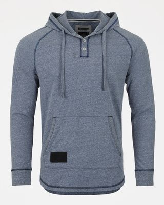 Mens Long Sleeve Lightweight Hooded Henley – Color Block Pullover Hoodie  for Casual Gym Workout Travel
