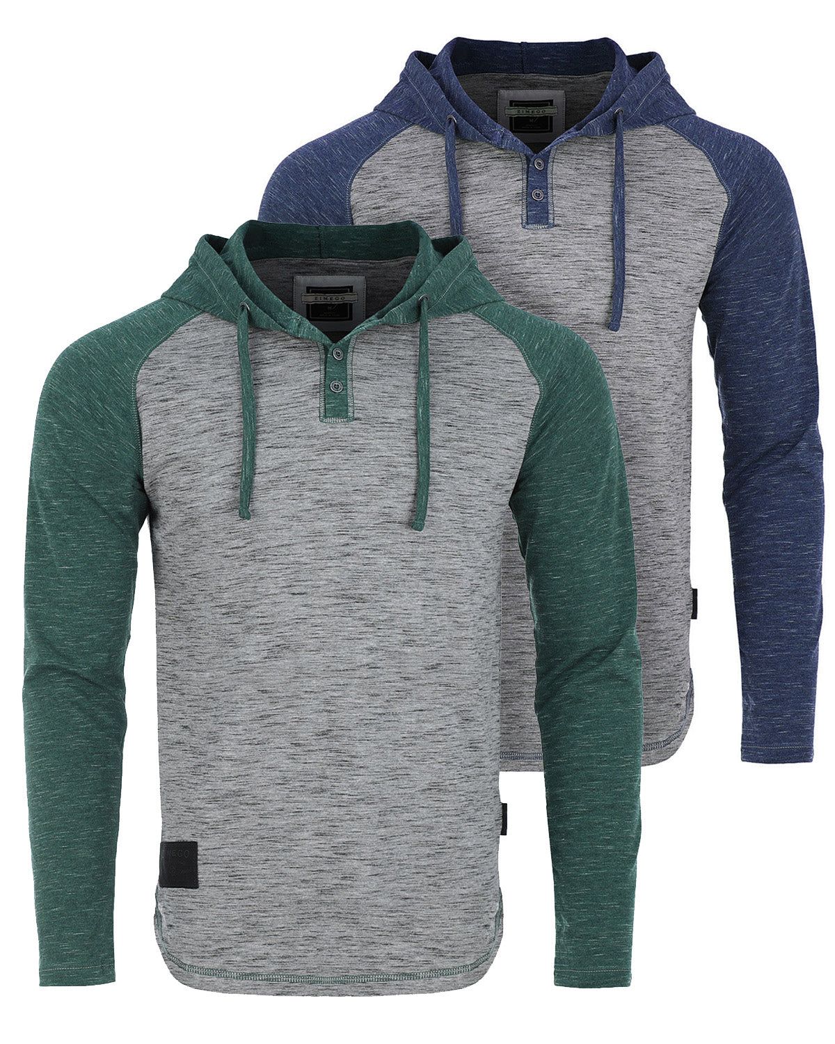 Mens Long Sleeve Lightweight Hooded Henley – Color Block Pullover Hoodie  for Casual Gym Workout Travel