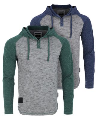 Mens Long Sleeve Lightweight Hooded Henley – Color Block Pullover Hoodie  for Casual Gym Workout Travel