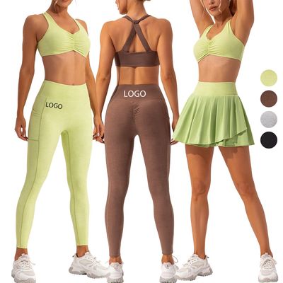 3 Piece Sports Skirt Tennis Wear Fitness Gym Yoga Set Women Workout