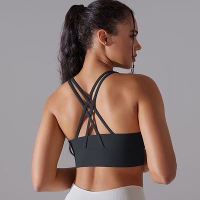High Impact Cross Back Sports Bra for Women Padded Gym Running Bra Shock Proof Workout Bra Top