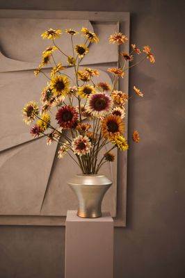 Silk-ka Zonnebloem tak creme/rood 75 cm
