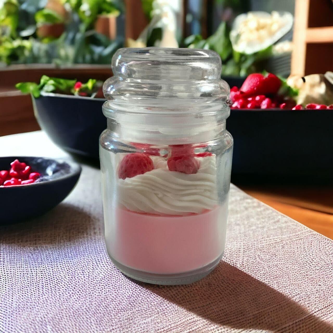Strawberry Cheesecake in a Jar with a Lid