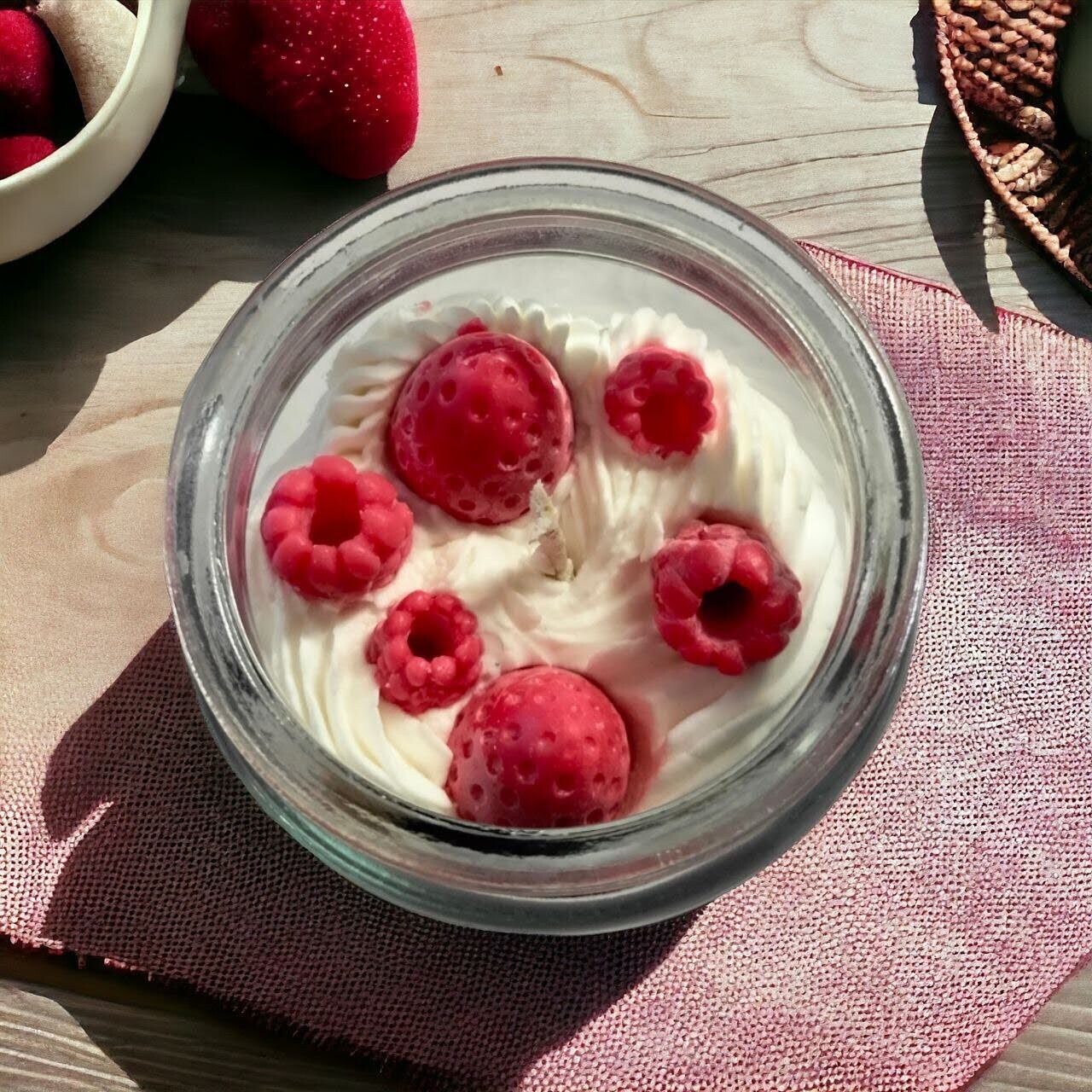 Strawberry Cheesecake in a Jar with a Lid
