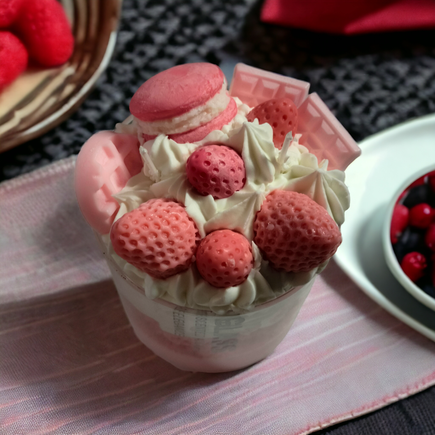 Extra Big Strawberry Cheesecake Macaroon Dessert