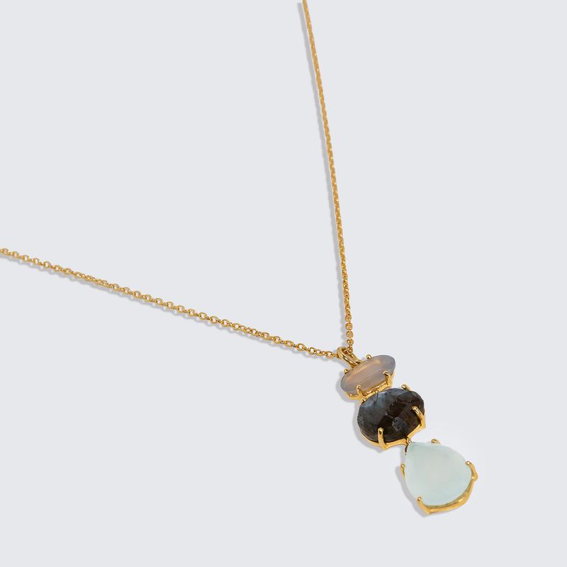 Three Gemstone Drop Necklace