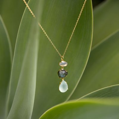 Three Gemstone Drop Necklace