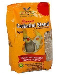 Box of 6 1kg Gourmet cockatiel blend seed mix & Box of 12, 90g parrot treat
