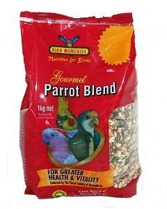 Box of 6 1kg Gourmet parrot blend seed mix & Box of 12, 90g parrot treat