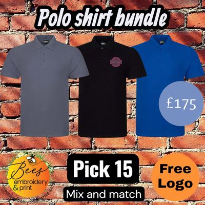 15 Polo shirt workwear bundle - with free logo 15 Polo shirt workwear bundle - with free logo