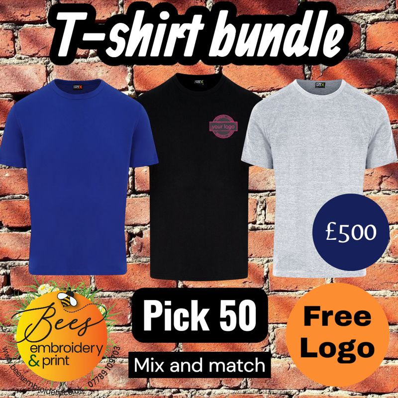 50 T-Shirt Workwear Bundle - with free logo