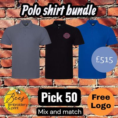 50 Polo shirt workwear bundle  - with free logo