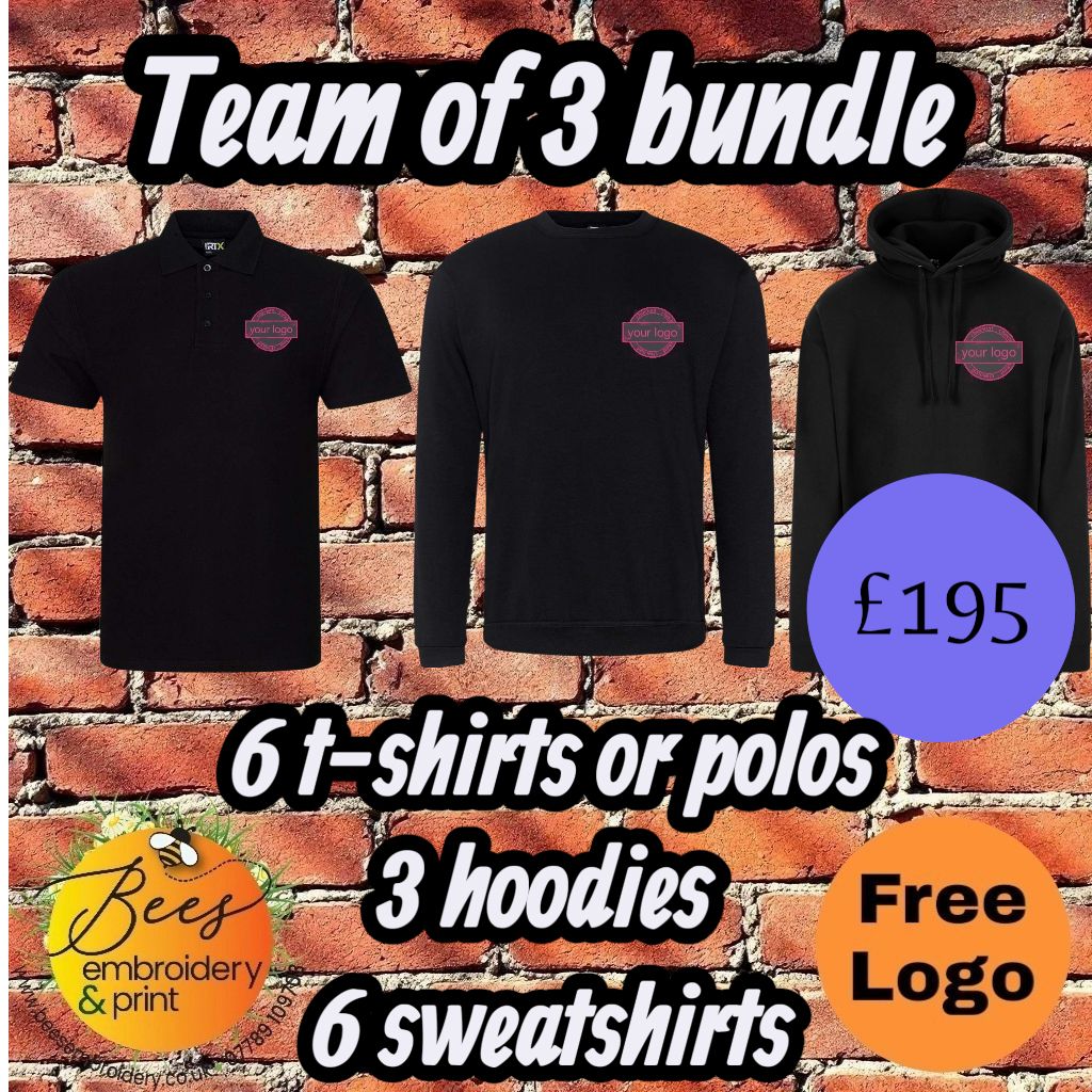 Team of 3 bundle with free left chest logo - Workwear