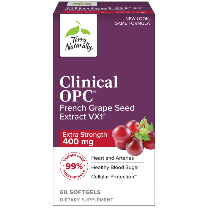 CLINICAL OPC HEART FRENCH GRAPE SEED EXTRACT VX1 EXTRA STRENGTH, Size: 60 VCAPS