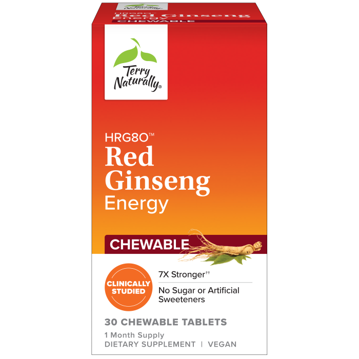HRG80 RED GINSENG ENERGY CHEWABLE, Size: 30 CHEWABLE