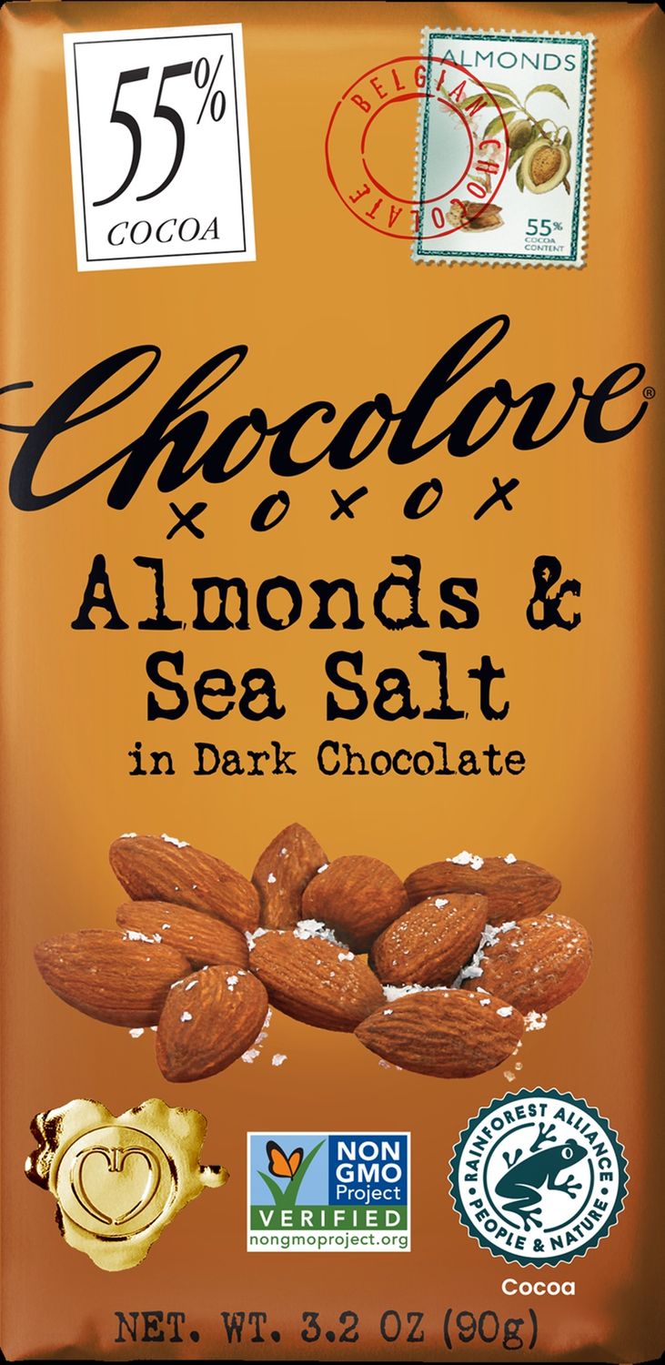 ALMONDS &amp; SEA SALT IN DARK CHOCOLATE, Size: 3.2 OZ