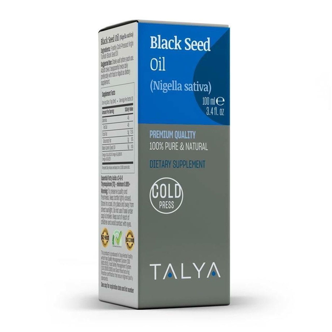 COLD PRESSED 100% PURE BLACK SEED OIL, Size: 3.4 FL OZ