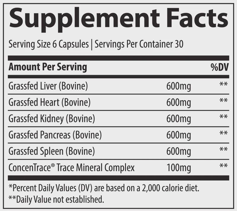 GRASS-FED BEEF ORGANS 500 MG