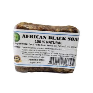 100% NATURAL AFRICAN BLACK SOAP, Size: 16 OZ