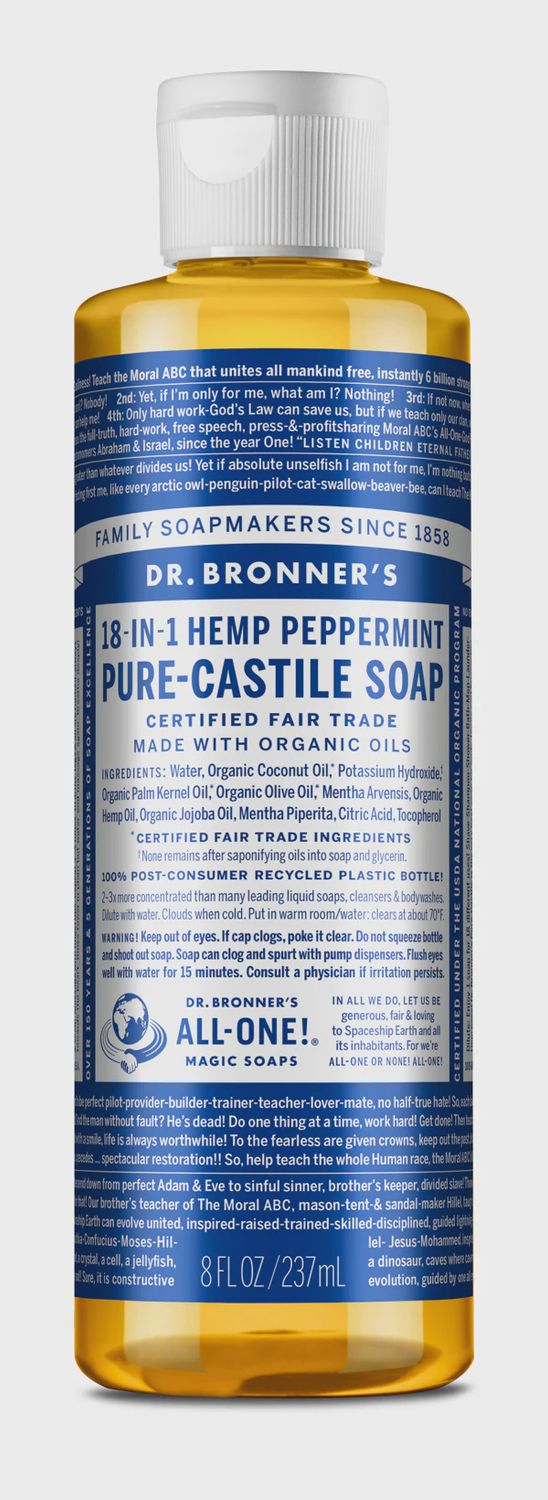 PEPPERMINT - PURE-CASTILE LIQUID SOAP, Size: 8 FL OZ
