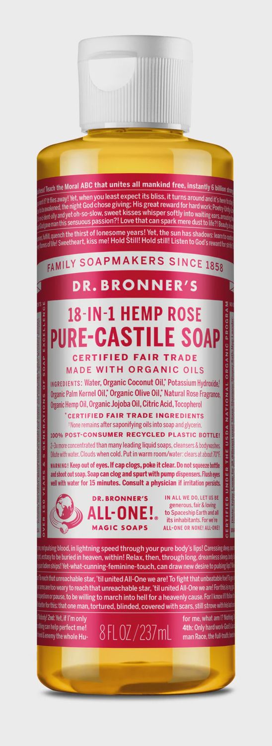 ROSE - PURE-CASTILE LIQUID SOAP, Size: 8 FL OZ