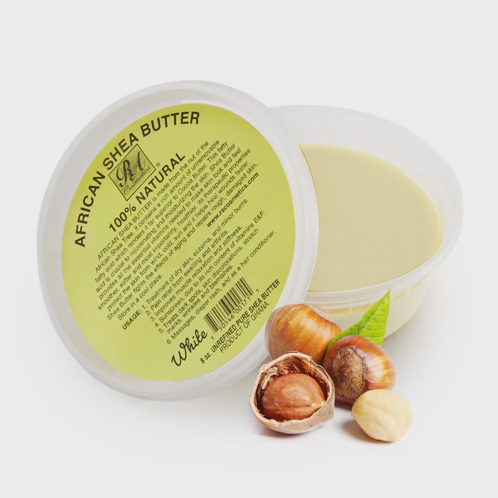 100% NATURAL AFRICAN SHEA BUTTER - WHITE, Size: 8 OZ