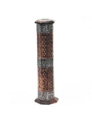 INCENSE BURNER TOWER METAL WRAPPED OCTAGON