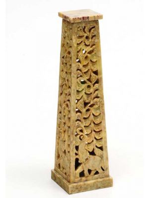 STONE INCENSE BURNER TOWER ELELPHANT 11&quot; HIGH