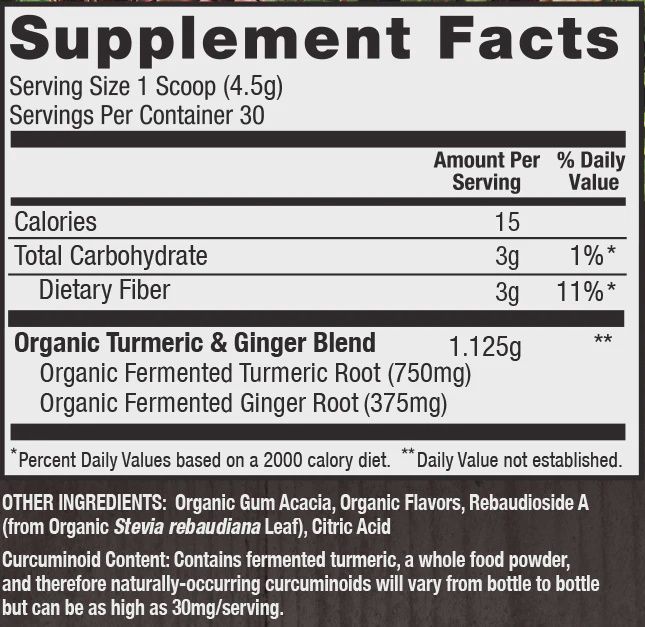 TURMERIC &amp; GINGER - FERMENTED WHOLE SUPERFOOD POWDER BLEND