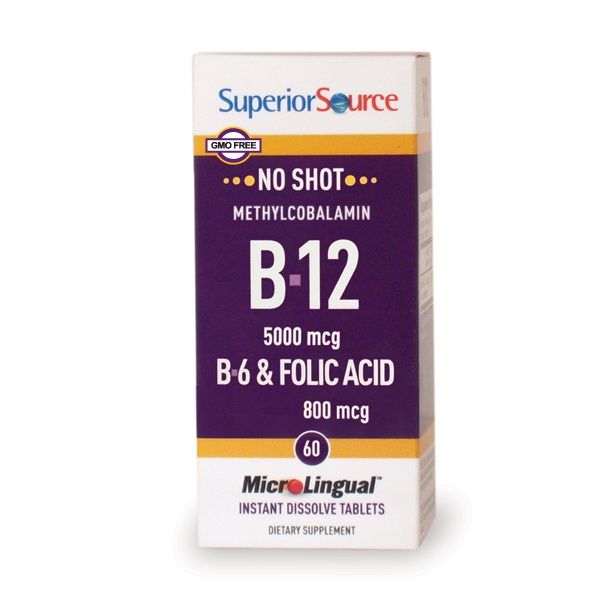NO SHOT B-12 5,000 MCG / B-6 / FOLIC ACID 800 MC, Size: 60 DISSOLVE TABS