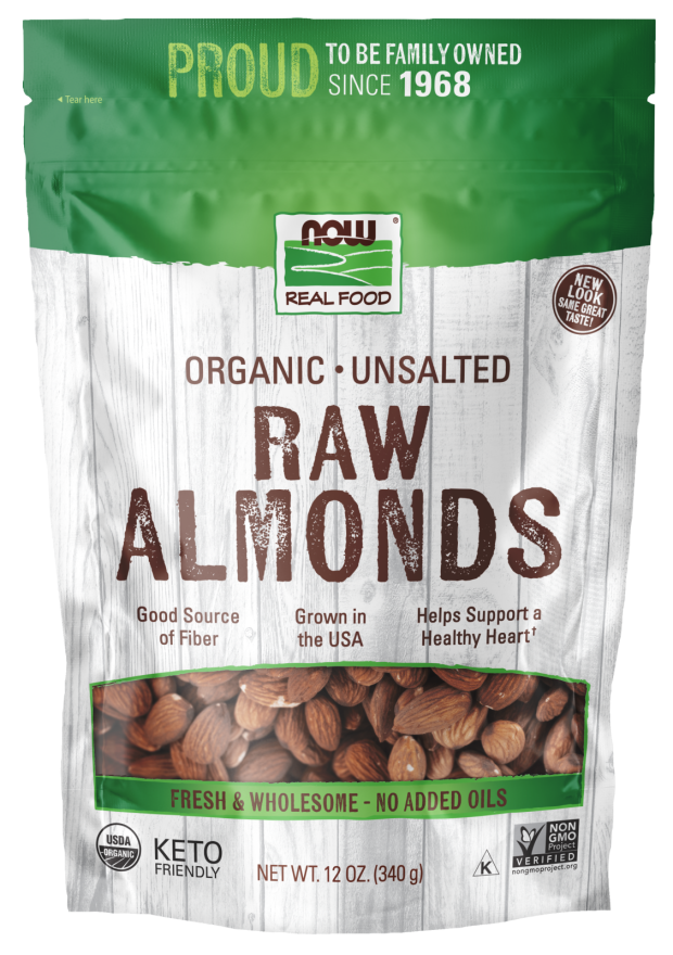 ORGANIC UNSALTED RAW ALMONDS, Size: 12 OZ