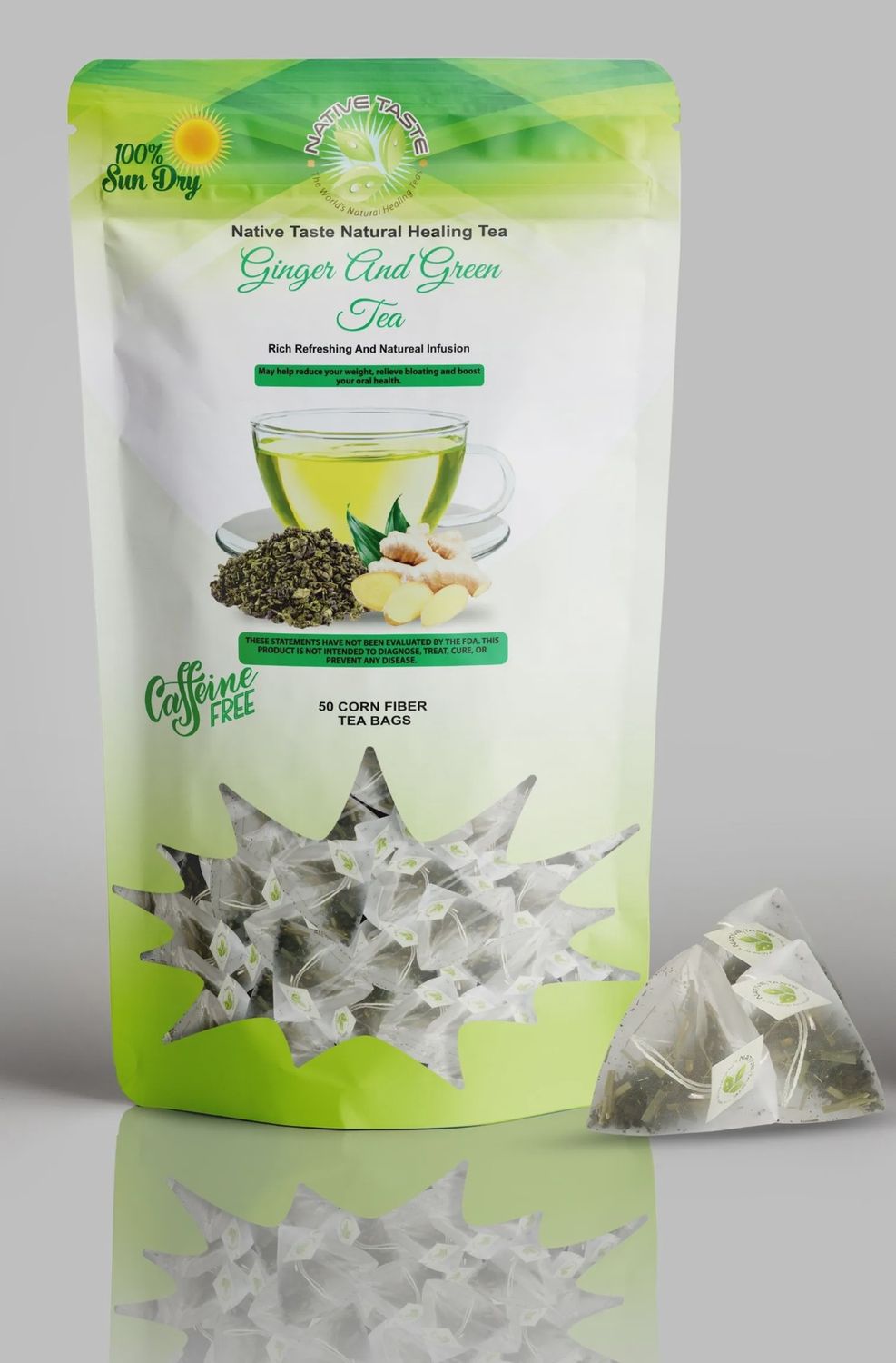 GINGER AND GREEN TEA, Size: 50 BAGS