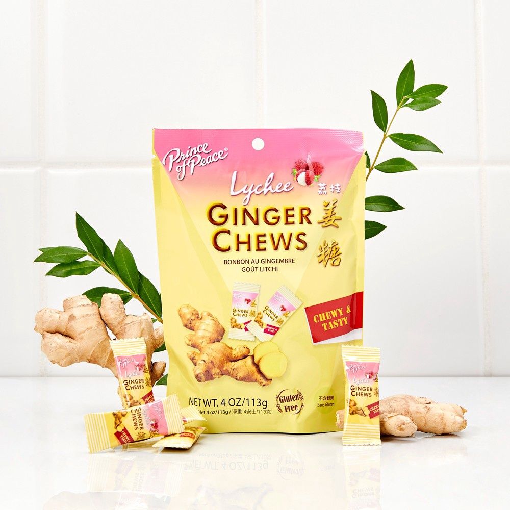 GINGER CHEWS LYCHEE, Size: 4 OZ