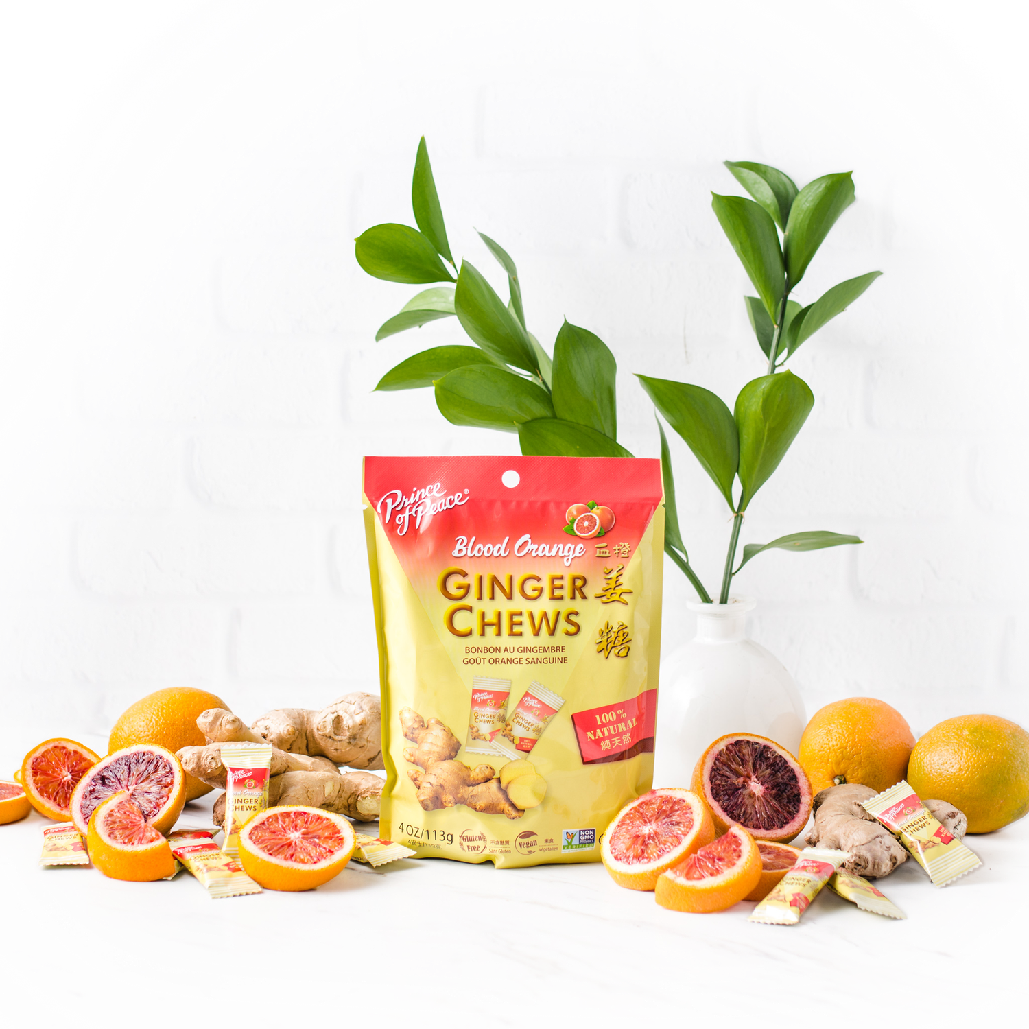 GINGER CHEWS BLOOD ORANGE, Size: 4 OZ