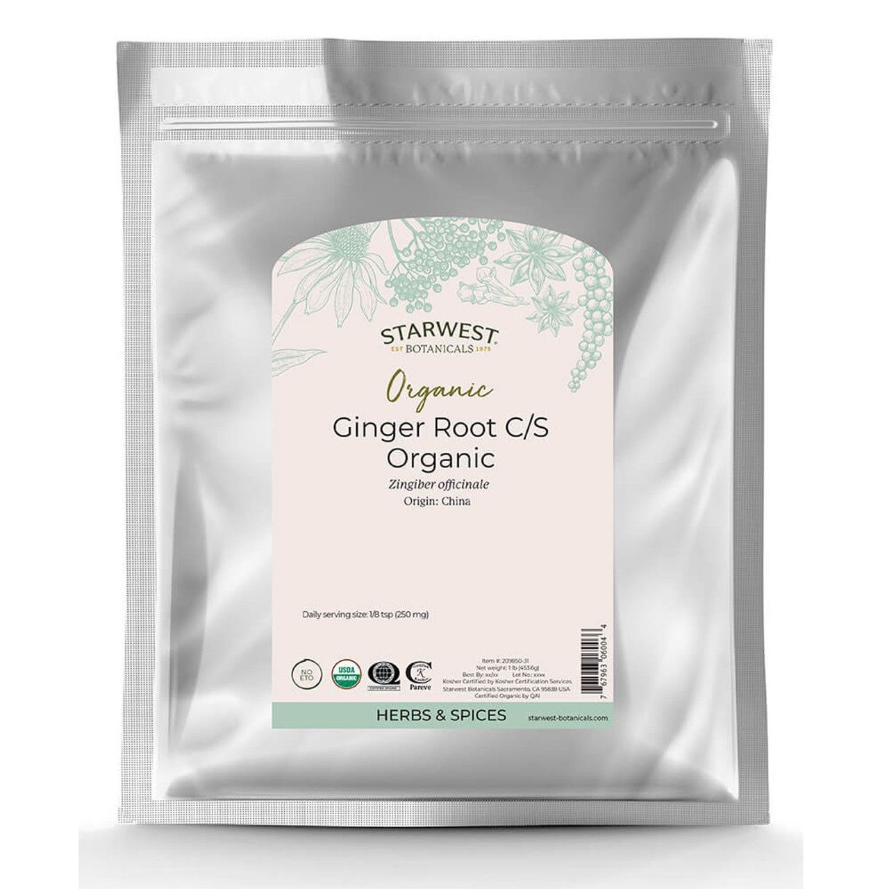 ORGANIC GINGER ROOT CUT / SIFT, Size: 1 LB