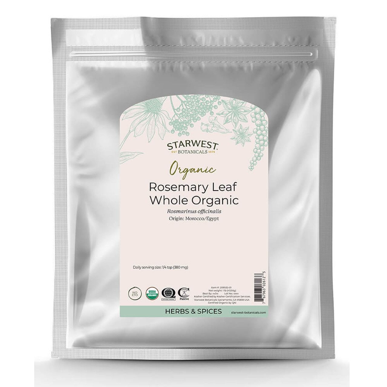 ORGANIC WHOLE ROSEMARY LEAF, Size: 1 LB