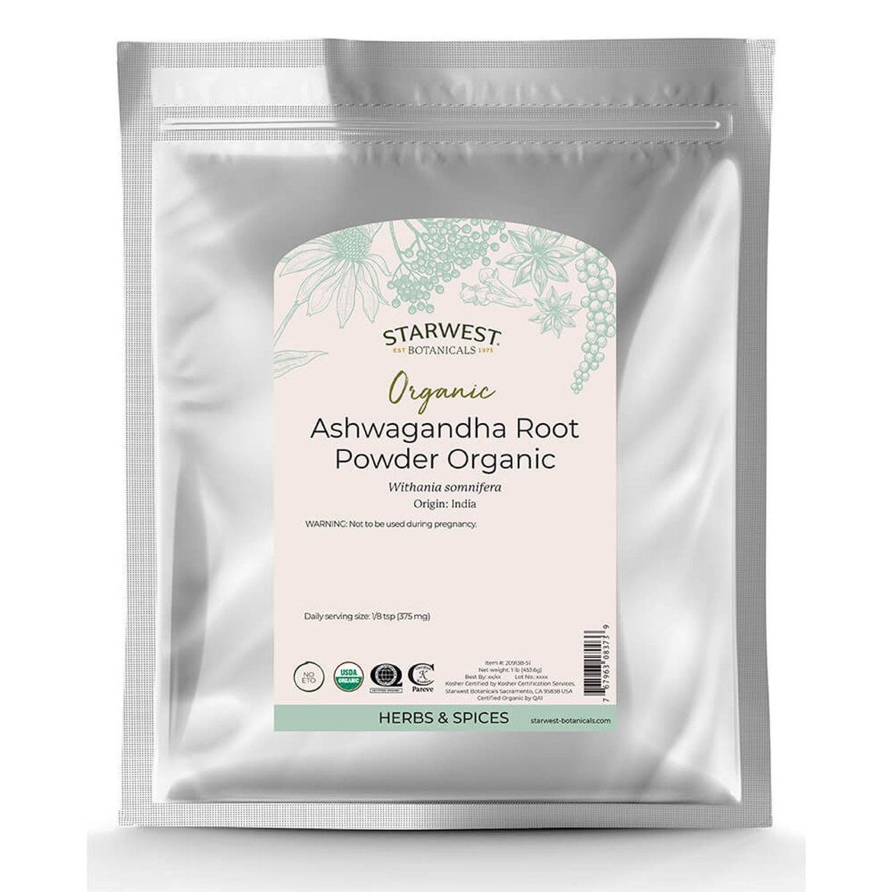 ORGANIC ASHWAGANDHA ROOT POWDER, Size: 1 LB