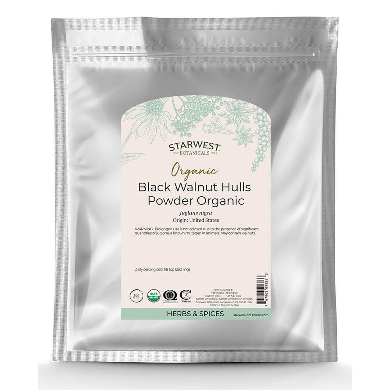 ORGANIC BLACK WALNUT HULL POWDER, Size: 1 LB
