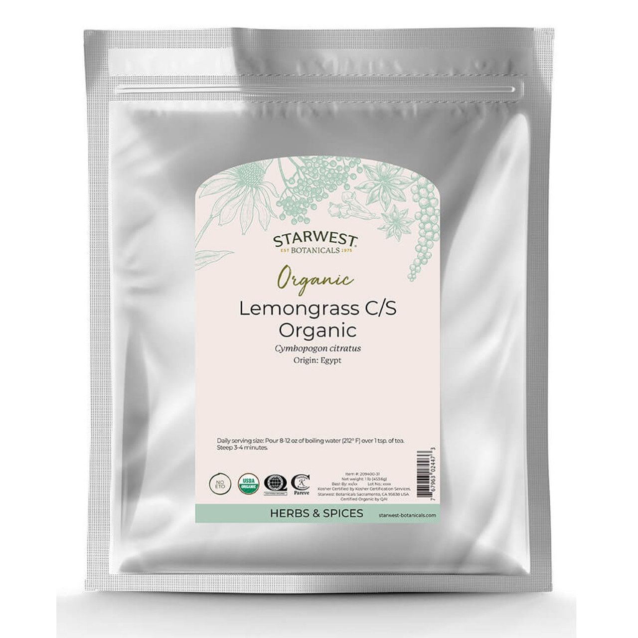 ORGANIC LEMONGRASS CUT / SIFT, Size: 1 LB