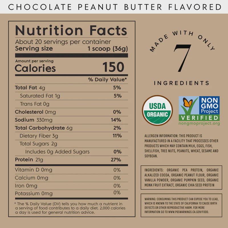 CERTIFIED ORGANIC PLANT BASED PROTEIN CHOCOLATE-PEANUT BUTTER