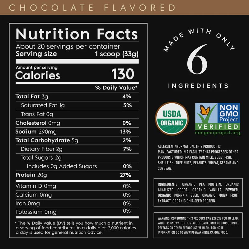 CERTIFIED ORGANIC PLANT BASED PROTEIN CHOCOLATE