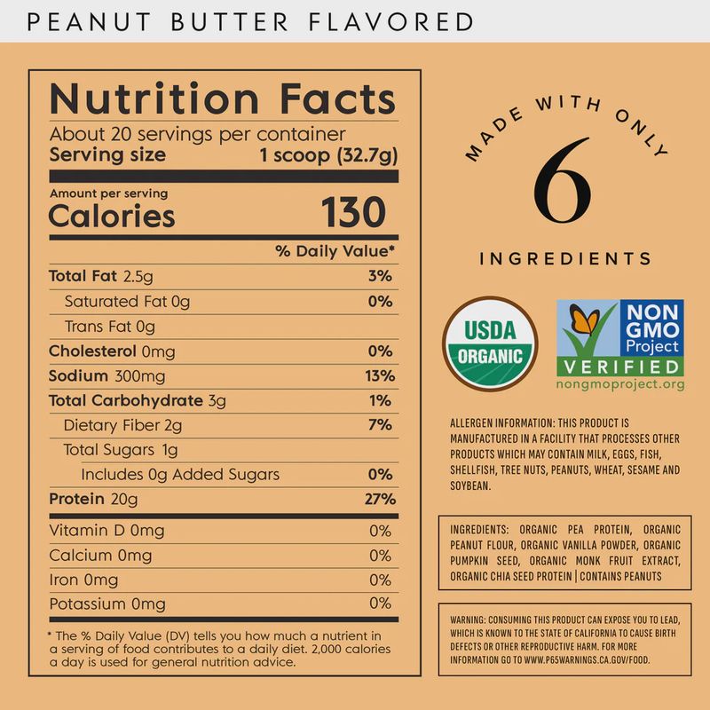 CERTIFIED ORGANIC PLANT BASED PROTEIN PEANUT BUTTER