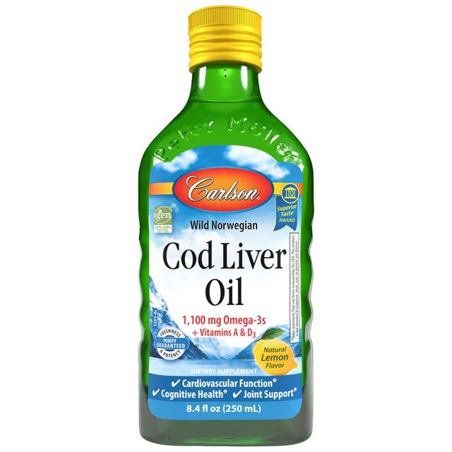 CARLSON WILD NORWEGIAN COD LIVER OIL, Size: 8.4 FL OZ, FLAVOR: LEMON