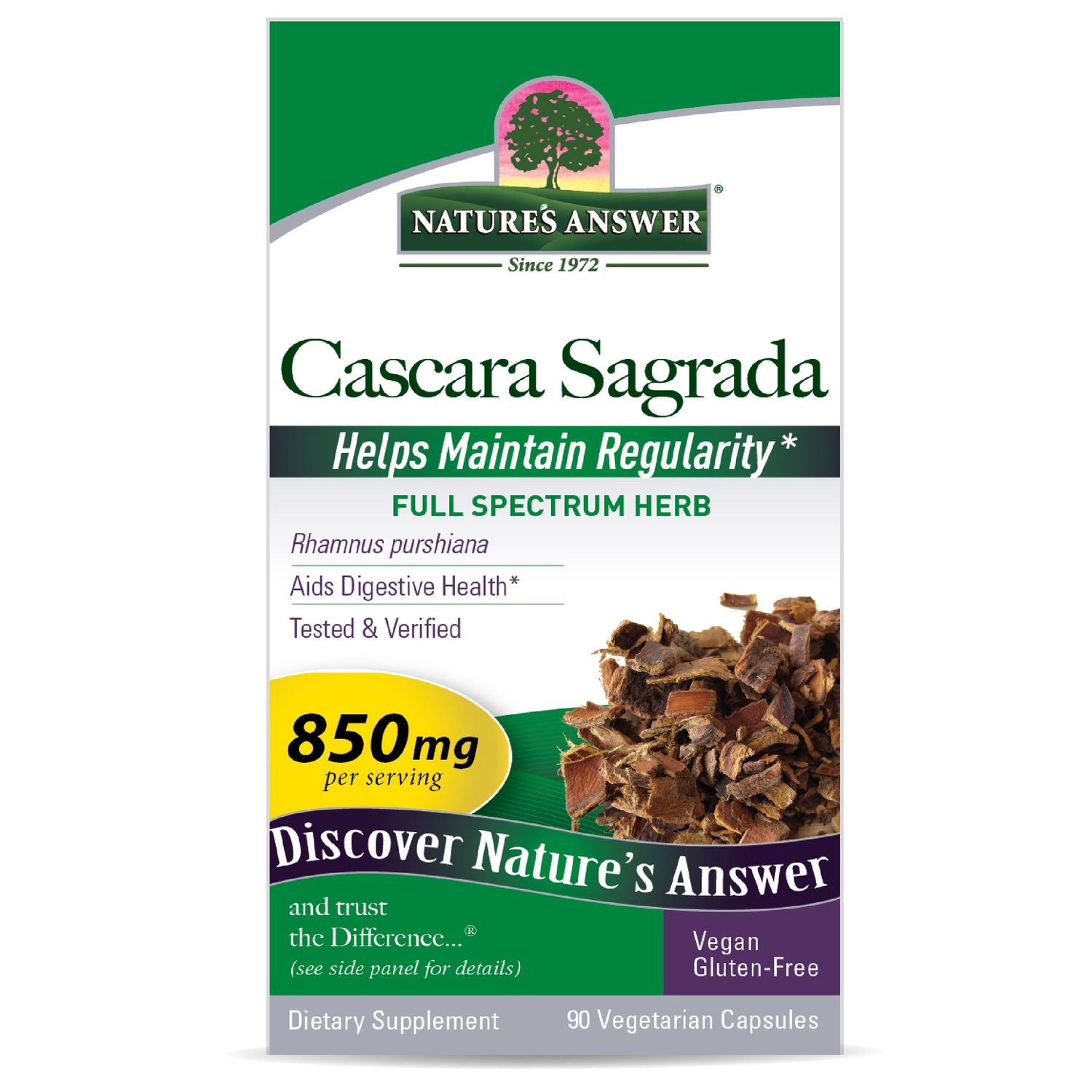 CASCARA SAGRADA 850 MG, Size: 90 VEGCAPS