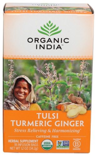 TULSI TURMERIC &amp; GINGER TEA, Size: 18 BAGS