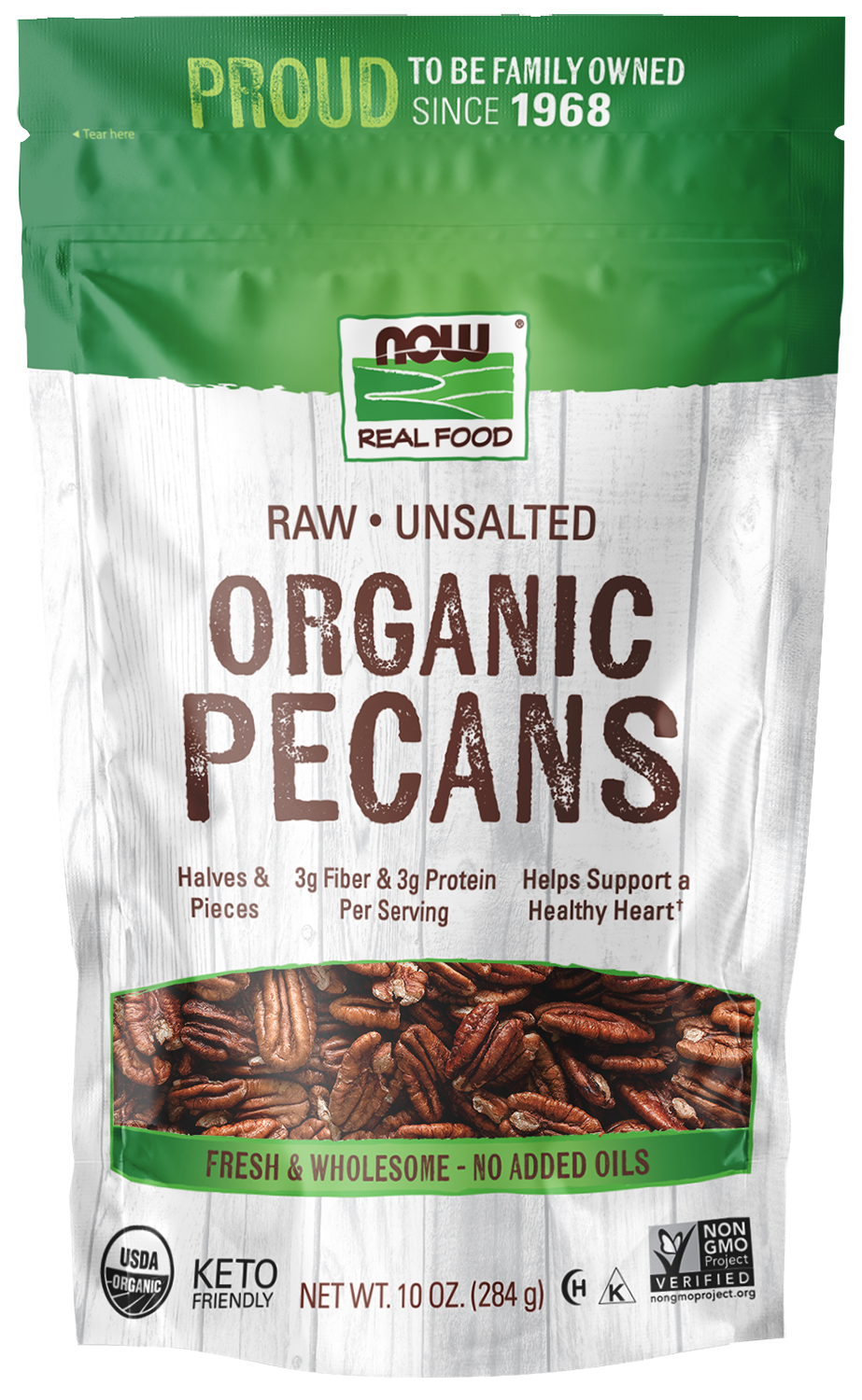 ORGANIC RAW PECANS, Size: 10 OZ