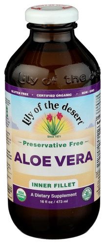 PRESERVATIVE FREE ALOE VERA JUICE INNER FILLET, Size: 16 FL OZ