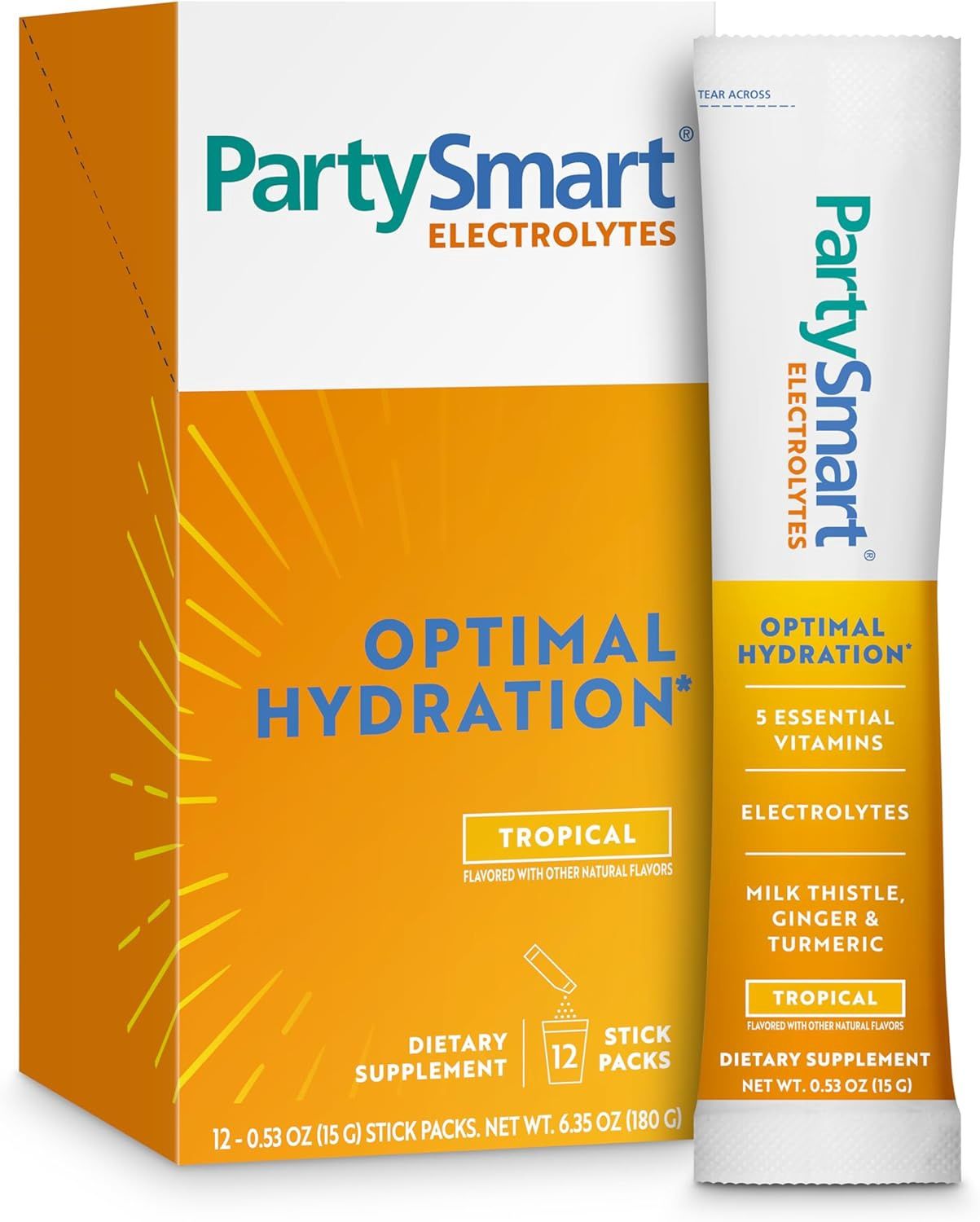 PARTY SMART ELECTROLYTES - TROPICAL, Size: 6 - 0.53 OZ PACKS