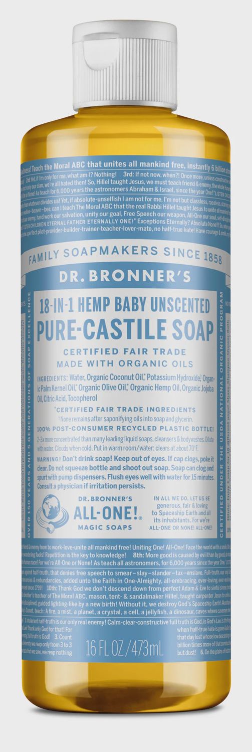 UNSCENTED - PURE-CASTILE LIQUID SOAP, Size: 16 FL OZ